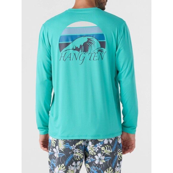 Hang Ten Other - Hang Ten Men's Tidal Long Sleeve Sun Tee UPF 50+ Soft Feel Stretch Green Size XL